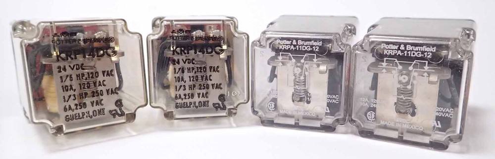 POTTER & BRUMFIELD KRP14DG 24Vdc 10A, 120Vac 2PC + KRPA-11DG-12 12A, 120VAC 2PC