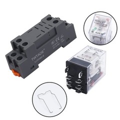 2PCS DC 12V Electromagnetic Relay 10A 8 Pin DPDT with DIN Rail Socket