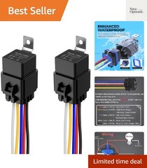 2pcs 40/30 Amp Waterproof Relay Switch 12AWG Harness Set with Built-in Diode-…