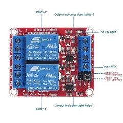 2 Channel 24V Relay Module Board, Optocoupler Isolation, High Low Level Trigger