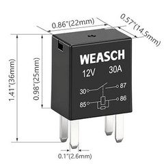 2 Pack 4-Pin High Power Relay, DC 12V 30A, Item Package Quantity: 2Size: 4-Pin