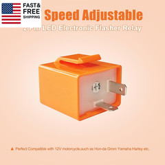 2Pcs 2-Pin 12V Speed Adjustable LED Electronic Flasher Relay Fix Motorcycle Turn