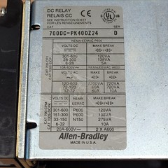 Allen Bradley 700DC-PK400Z24 Series D Relay, DC Operated, 4NO, 24VDC – USED
