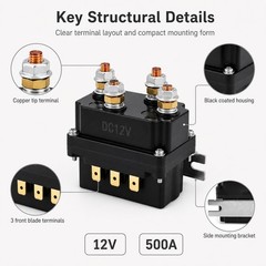 12V 500A Winch Relay Solenoid – 2 Pack Replacement Contactor for 8000-15000lb AT