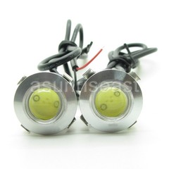 2 x White DC12V 3W 18mm Push Snap in Eagle Eye Car LED DRL Light Slim Silver 12V