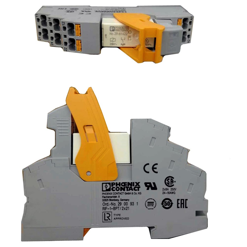 2Pcs Phoenix No.2961422 with No.2900931 RIF-1-BPT/2×21 Relay Module