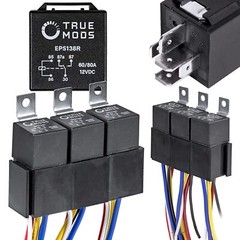 5 Pack Bosch Style 5-Pin 12V Relay Kit 60/80 Amp Interlocking Socket Holder