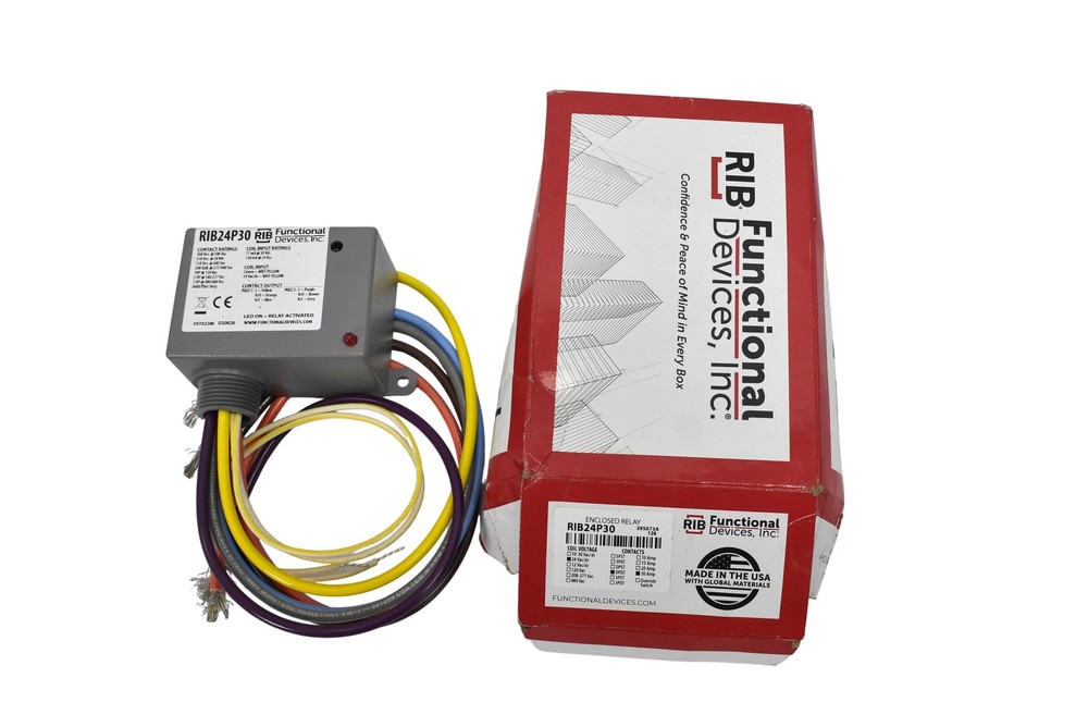 Functional Devices RIB24P30 Power Relay 24Vac/dc Indicator Light Gray USA
