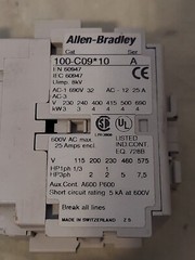 100-C09*10 Allen Bradley Contactor, Cat #100C0910, Ser A, 32 Amps, 120VAC coil