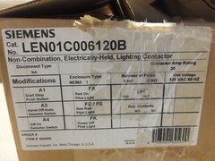 NEW SIEMENS LEN01C006120B NON-COMBINATION, ELECTRICALLY-HELD LIGHTING CONTACTOR