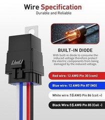 1 Pack 4 PIN 12V DC IP65 Waterproof Relay with Harness 40/30 AMP Relay Switch –
