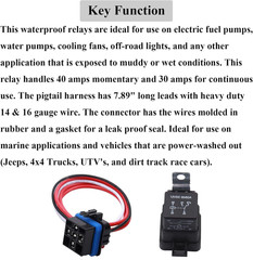1 Pack 60/80 Amp 5 Pin Heavy Duty 12V Waterproof Relay with Pigtail | 12 AWG