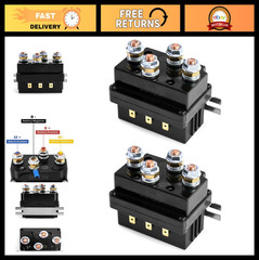 12V 500A Winch Relay Solenoid – 2 Pack Replacement Contactor for 8000-15000lb AT