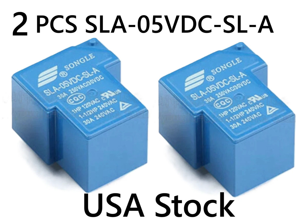 2pcs T90 Coil Relay 5VDC 30A 250VAC 30VDC 5 Pin SLA-05VDC-SL-A (5V Coil)