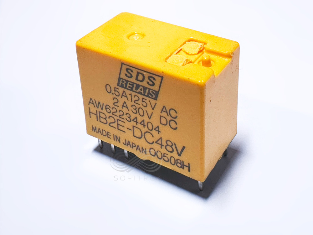 HB2E-DC48V AW62234404 SDS RELAIS PCB Relay 48VDC DPDT 2A 30VDC 0.5A 125VAC 8-Pin