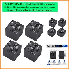 Pack 12V 5 Pin Relay 30/40 Amp SPDT Automotive Switch | Fits cars, trucks, bo…