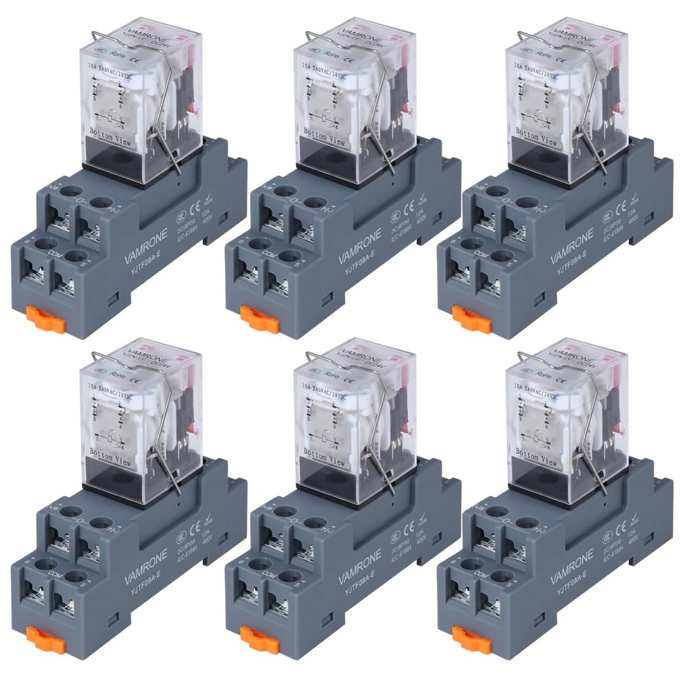 DIN Rail System 8-Pin 10A 24V DC Electromagnetic Power Relay