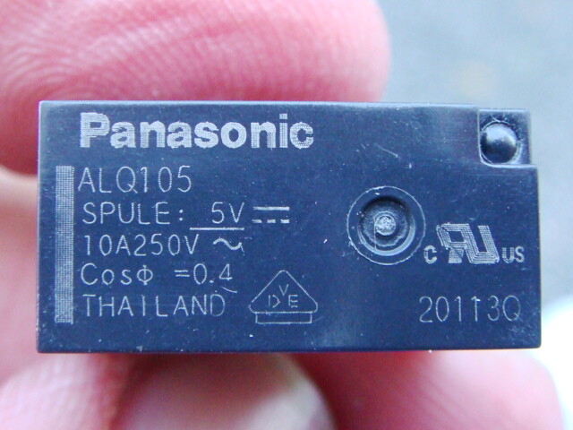LOT 15 PANASONIC ALQ105 RELAYS 5V SPDT – 10A/125 VAC, 5A/30VDC — New and Unused
