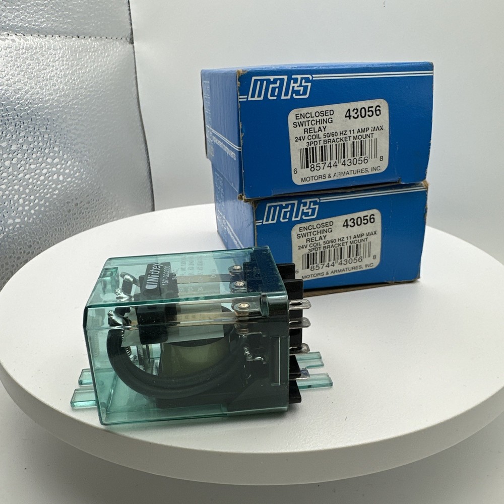 Mars 43056 Enclosed Switching Relay 24V Coil 50/60 HZ 11 Amp Max DPDT