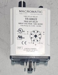 Macromatic Tr-60622 True Off Delay, 50ms-30 min, 24AC/DC 10A,DPDT 8 pin Octal