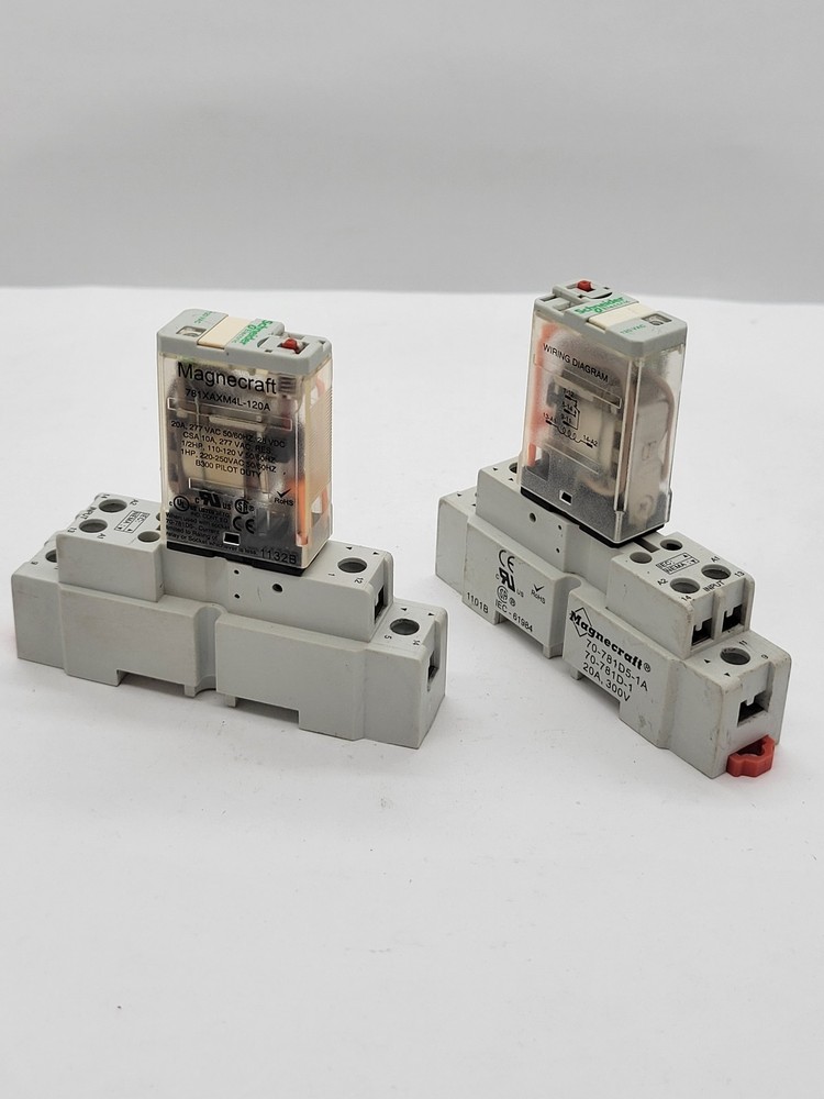 2PC Schneider Electric 781XAXm4L-120A Relay w Socket 20A 277V 5Pin 120V Coil