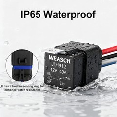Waterproof Automotive Relay Kit 12V 40A 4 Pin SPST Heavy Duty 14 AWG Copper