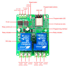 ESP8266 WIFI 1/2/4 Channel 30A Relay ESP-12F Development Board DC 5V 7V-80V
