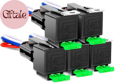50023R 5 Pack 30A Fused Relay Switch Kit 12V 4 Pin SPST Relay Interlocking Harne