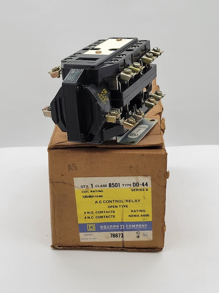Square D 8501 DO-44 AC Control Relay 10A 4P 600V Series B 120/110V Coil