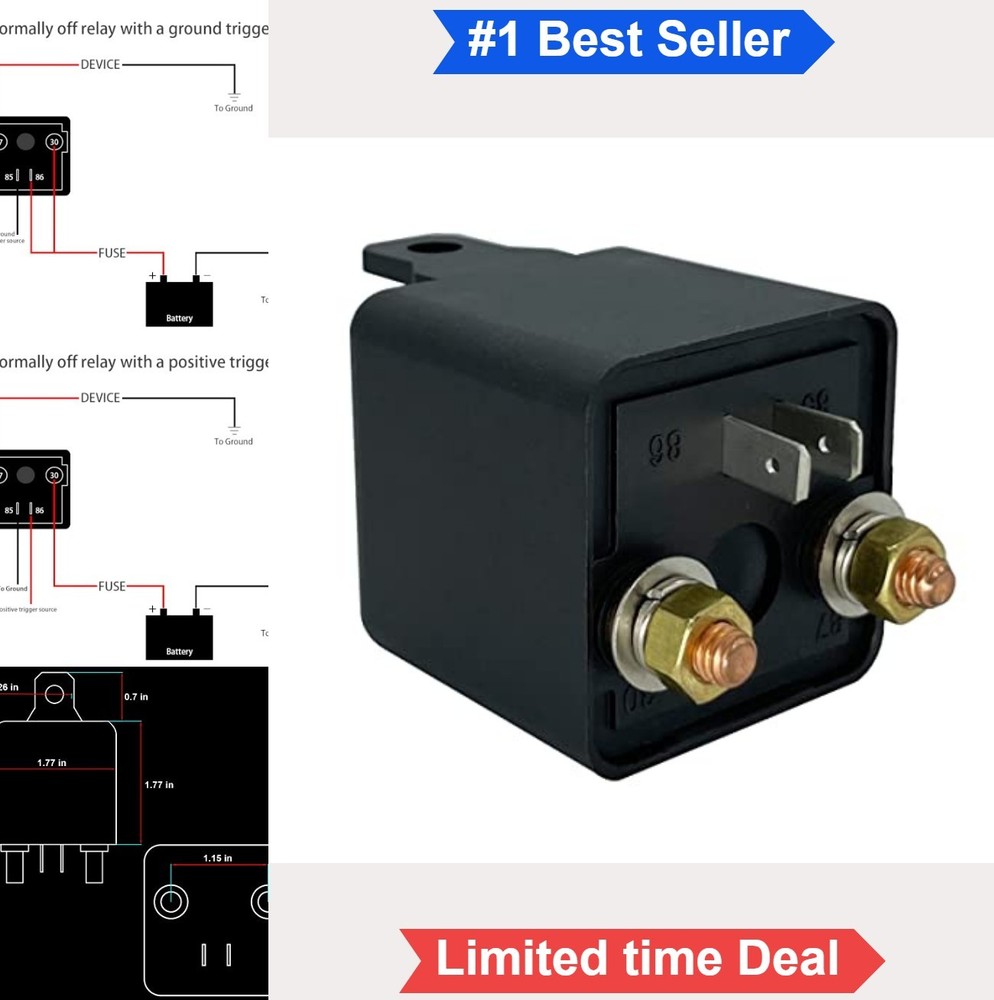 Relay 200A 12V Continuous Duty SPST 4 Pin High Power Heavy Duty Battery Included