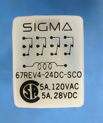 Lot of 6 SIGMA RELAYS 67REV4-24DC-SCO, 5A 28VDC / 120VAC, NSN: 5945-01-248-8314