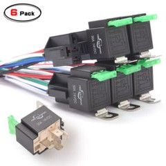 12V Fuse Switch Relay Harness Set 5 Pin Relays 14 AWG SPST Electrical, 6-Pack