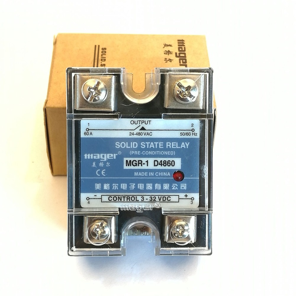 US Stock 60A Solid State Relay SSR DC-AC Input 3-32V DC Load 24-480V ​AC D4860