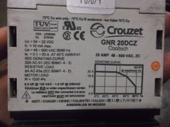 CROUZET GNR20DCZ COOLTECH RELAY 20A 48-600 VAC (171-1)