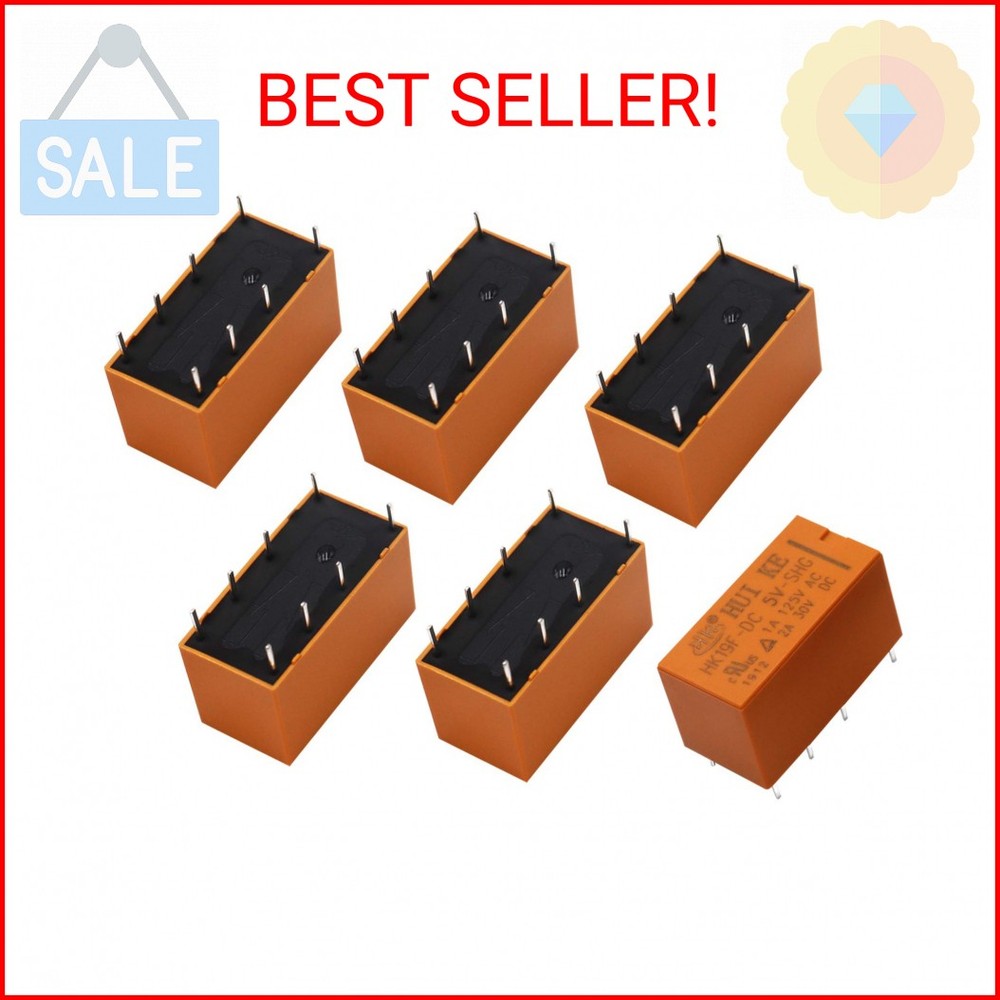 Tnisesm 6pcs Coil DPDT PCB Power Relay DC 5V 8 Pins Mini Power Relay