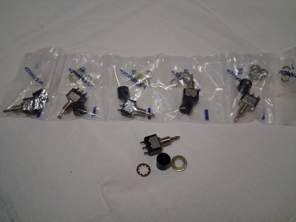 6 Count – ALCOSWITCH MPS103F PC MOUNT /SOLDER PUSHBUTTON SWITCH ON-(ON) 125V 3A