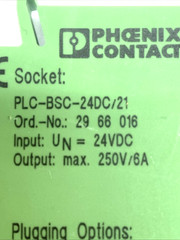 Phoenix Contact PLC-BSC-24DC/21 Socket 2966016 w/ Relay 24VDC 2961105 LOT OF 3
