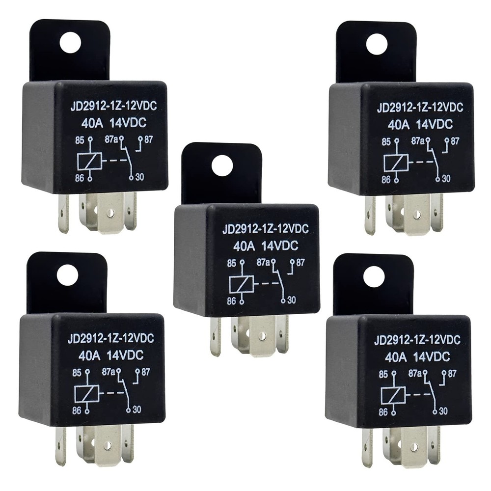 5 Pack Relays 12V 40A, 5 Pin Relay Model JD2912-1Z-12VDC 40amp 14VDC, Automot…