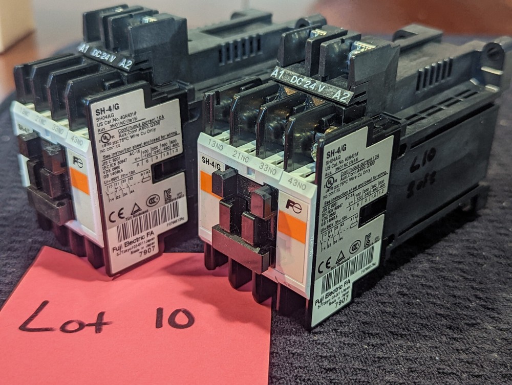 2 NEW Fuji Electric 4-pole Relays SH-4/G (4GH431) 24DCV 10amp 3 n/o 1 n/c