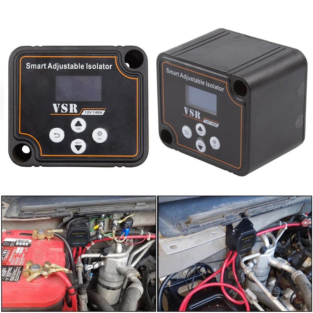 12V 140A Adjustable Dual Battery Isolator Split Charge VSR Car Relay LCD Display