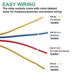 Car Relay Pack 12V 40A SPST 4Pin Automotive Switches and Starters with Wiring