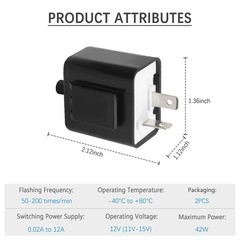 2PCS 12V LED Flasher Relay 2 Pin,Adjustable Turn Signal Relay for Repairing Moto