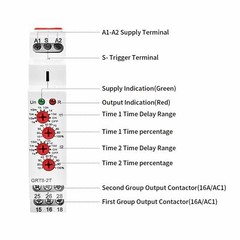 GRT8-2T Double Delay on Timer Relay AC/DC12V-240V DPDT Relay Din Rail GRT8-2T…