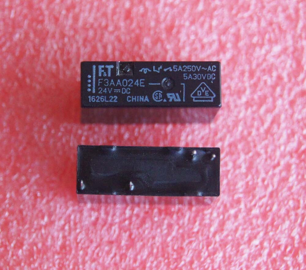 10pcs 24VDC F3AA024E 5A 250VAC TAKAMISAWA/FUJITSU SPST Relay 4Pins