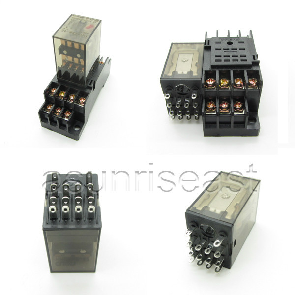 10 x Coil DC12V Power Relay 4PDT 3A MY4NJ HH54P HHC68B-4Z + Socket Wholesale