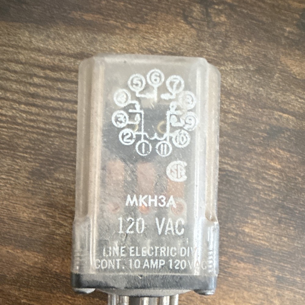 Line Electric MKH3A General Purpose Relay 11-Pin 3PDT 120VAC Coil Plug-In 10A