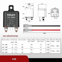 2PC 200A Starter Relay 4 Pin Split Charge Relay Switch 12V Con Color: 200A-2PC