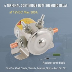 12V DC Max 300A Continuous Duty Solenoid Relay for Golf Carts Winch Marine