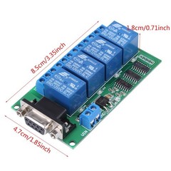 12V 4Ch DB9 RS232 Relay Module Remote Control UART Serial Port Switch for Autom…