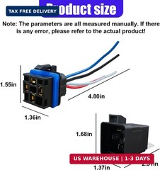 4-PIN 12V DC 40/30 AMP Car Waterproof Relay Kit, SPST Automotive Relay with Heav